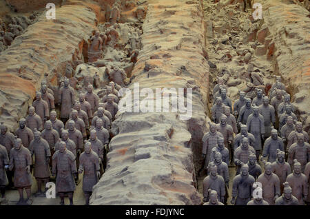 L'Armée de terre cuite, des soldats et des chevaux en terre cuite, Xian, Shaanxi, Chine Banque D'Images