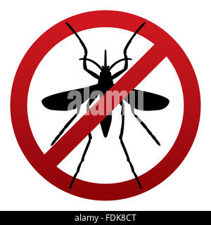 Un symbole d'avertissement contre les insectes moustiques signe. Virus Zika panneau d'avertissement. Banque D'Images