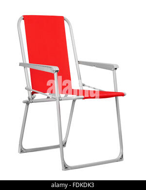 Chaise pliante rouge isolé sur fond blanc Banque D'Images