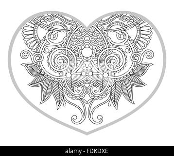 Motif en forme de coeur pour les adultes et les enfants plus âgés Coloring Book Illustration de Vecteur