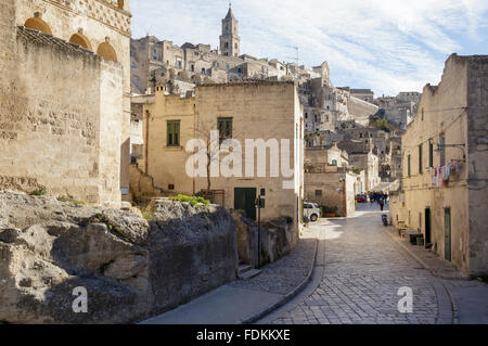 Via Fiorentini, rue de Sasso Barisano, Matera, Basilicate, Italie Banque D'Images