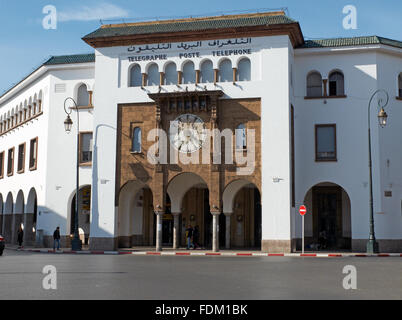 Bureau de poste, télégraphe et téléphone bureau de Rabat. Le Maroc. Banque D'Images