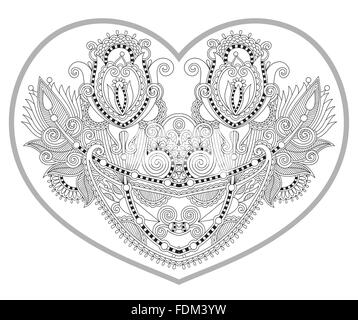 Motif en forme de coeur pour les adultes et les enfants plus âgés Coloring Book Illustration de Vecteur