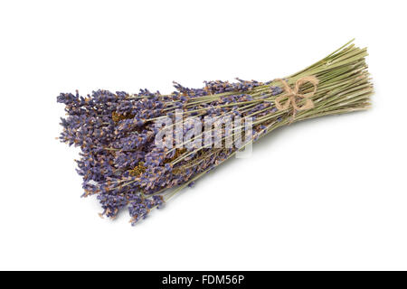 Bouquet de lavande séchée sur fond blanc Banque D'Images