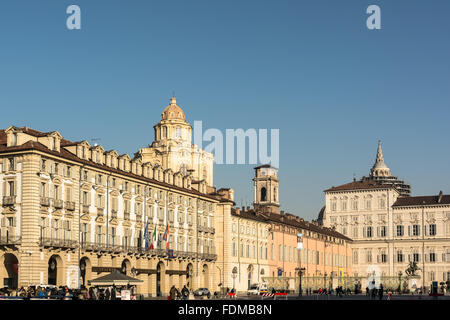 Piazza Castello à Turin, Italie Banque D'Images