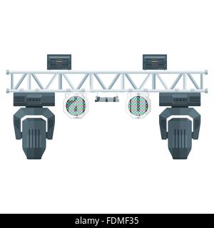 Vector design plat couleur cadre métallique scène truss lighting : tête conduit par différents projecteurs UV isolé position w Illustration de Vecteur