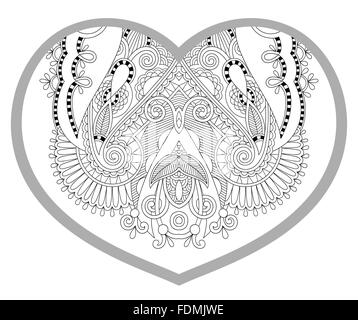 Motif en forme de coeur pour les adultes et les enfants plus âgés Coloring Book Illustration de Vecteur