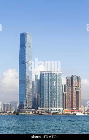 Centre de Commerce international (CCI) et d'autres bâtiments gratte-ciel à Kowloon, Hong Kong, Chine. Banque D'Images