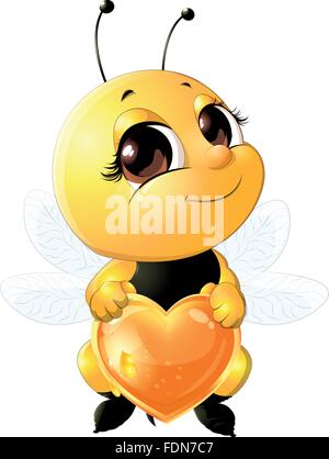 Tenant un cœur d'abeilles Illustration de Vecteur