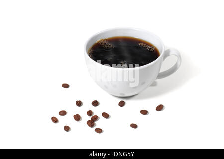 Portrait d'une tasse de café avec café en grains Banque D'Images