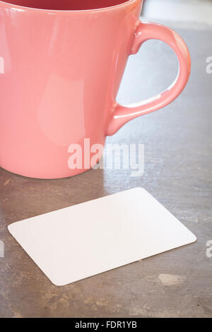 Carte nom with coffee cup, stock photo Banque D'Images