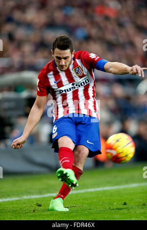 Koke (Atletico), le 30 janvier 2016 - Football/soccer : Espagnol Primera Division 'Liga BBVA' match entre le FC Barcelone 2-1 Atletico de Madrid au Camp Nou à Barcelone, Espagne. © D.Nakashima/AFLO/Alamy Live News Banque D'Images