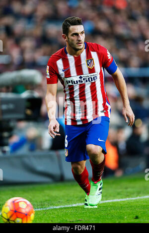 Koke (Atletico), le 30 janvier 2016 - Football/soccer : Espagnol Primera Division 'Liga BBVA' match entre le FC Barcelone 2-1 Atletico de Madrid au Camp Nou à Barcelone, Espagne. © D.Nakashima/AFLO/Alamy Live News Banque D'Images