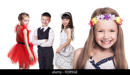 Groupe de petits happy girls Banque D'Images