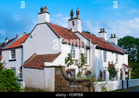 Vieux village pittoresque traditionnel jolis cottages avec pantiled à toits rouges des digues Lane, près de Great Ayton, North York Moors du Yorkshire, UK Banque D'Images