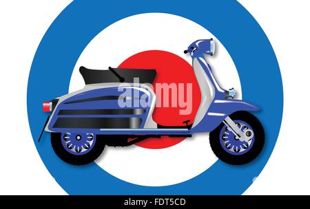 Un typique style 1960 scooter sur un fond symbole britannique Illustration de Vecteur