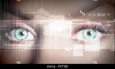 Visualisation de l'information numérique des yeux représentés par des cercles et des signes Banque D'Images