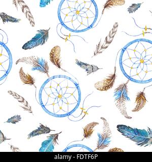 Aquarelle texture dans vintage style hippie isolé sur fond blanc Banque D'Images