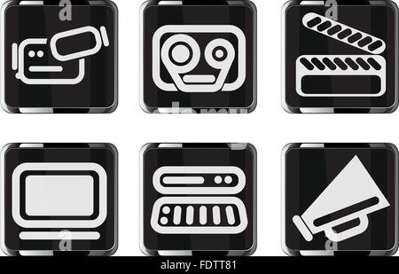 jeu d’icônes vidéo Illustration de Vecteur