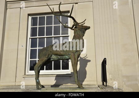 Un cerf sculpture à Hertfordshire County Hall dans le peg's Lane, Hertford Banque D'Images
