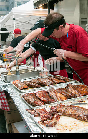 Les Pappys stand barbecue, à la Big Apple BBQ dans New York City Banque D'Images