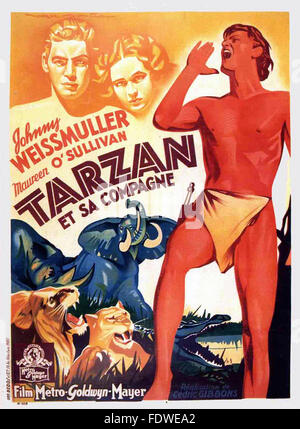 Tarzan et sa compagne - Affiche de film français Banque D'Images