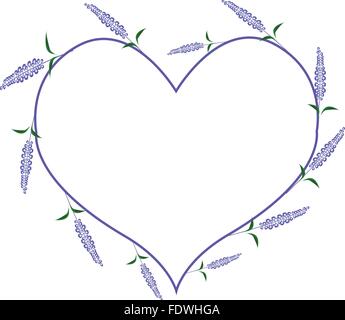 Concept d'amour, de l'illustration des fleurs Purple Sage Salvia ou formant des fleurs en forme de coeur isolé sur fond blanc. Illustration de Vecteur