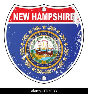 Le New Hampshire en tant qu'icônes drapeau interstate sign over a white background Illustration de Vecteur