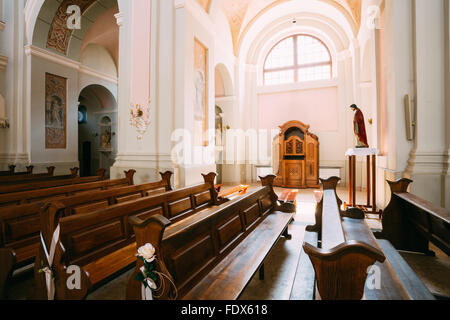 Minsk, Belarus - 20 mai 2015 : Détail de l'intérieur de la Cathédrale Saint Vierge Marie à Minsk, en Biélorussie. Banque D'Images