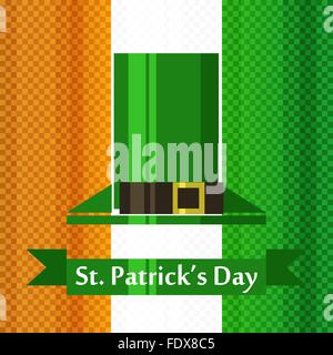 St Patrick's day vector bannière avec le drapeau irlandais sur l'arrière-plan Illustration de Vecteur