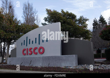 Un signe est vu au siège de Cisco à San Jose, Californie Banque D'Images