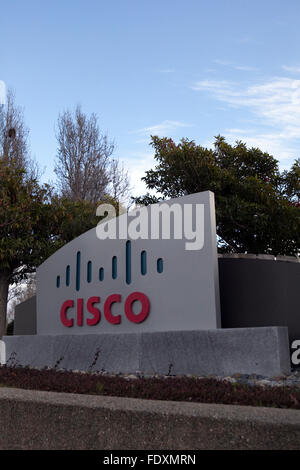 Un signe est vu au siège de Cisco à San Jose, Californie Banque D'Images