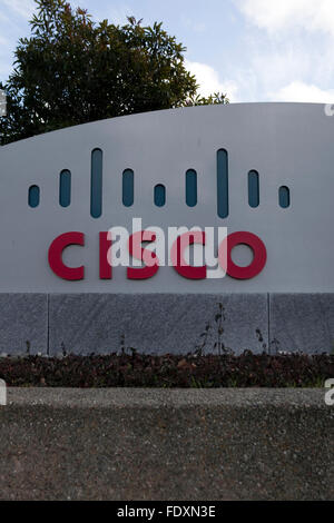 Un signe est vu au siège de Cisco à San Jose, Californie Banque D'Images