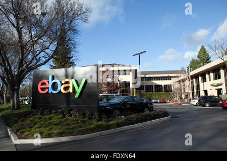 Un signe est vu à eBay's siège social à San Jose, Californie Banque D'Images