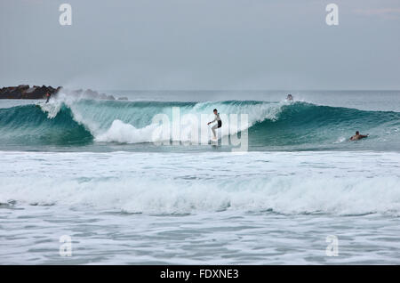 Surf à Playa de gros (ou Playa de La Zurriola). Donostia - San Sebastian, Pays Basque, Espagne. Banque D'Images