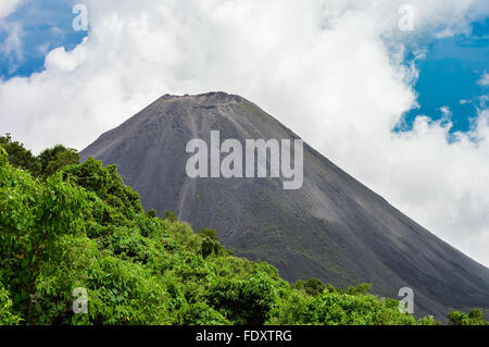 Le pic de l'idéal et les jeunes actif volcan Izalco vu à partir d'un point de vue dans le Parc National de Cerro Verde en El Salvador Banque D'Images