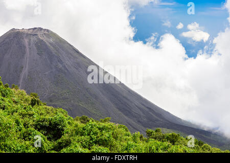 Le pic de l'idéal et les jeunes actif volcan Izalco vu à partir d'un point de vue dans le Parc National de Cerro Verde en El Salvador Banque D'Images