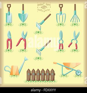 Ensemble d'outils de jardinage d'illustration Illustration de Vecteur