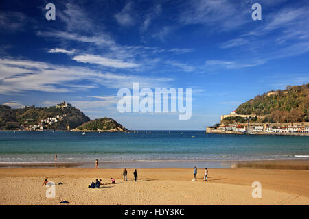 Plage de La Concha (Playa de la Concha) Donostia - San Sebastian, Pays Basque, Espagne. Banque D'Images