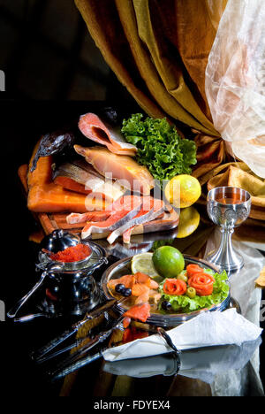 Encore isolées de l'alimentation produit vie fond studio mer poisson manger ingrédients comestibles macro close up old vintage retro les régions rurales Banque D'Images