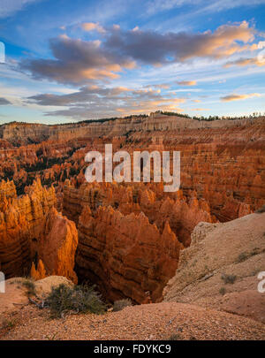 Le Parc National de Bryce Canyon, UT : Coucher de nuages sur l'Amphithéâtre de Bryce Canyon Banque D'Images