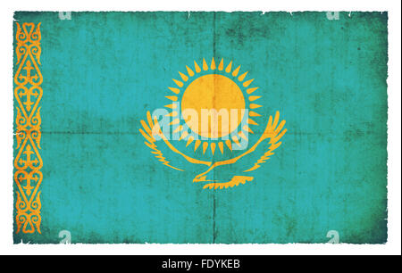 Drapeau national du Kazakhstan créée dans le style grunge Banque D'Images