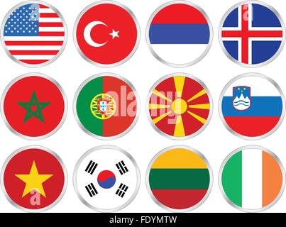 Drapeaux nationaux circle icon set. Vector illustration. Illustration de Vecteur