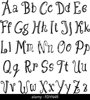 Main alphabet lettrage noir sur blanc. vector Illustration de Vecteur