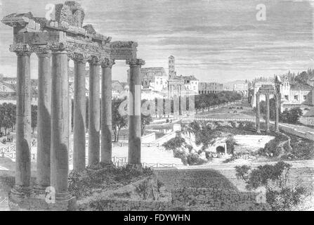 ROME : Première vue du Campo-Vaccino, antique print 1872 Banque D'Images