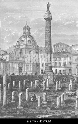 ROME : La Colonne Trajane & Basilique Ulpian, antique print 1872 Banque D'Images