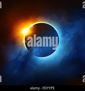 Une éclipse totale du soleil Éclipse spectaculaire illustration. Banque D'Images