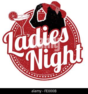 Ladies Night grunge tampons sur fond blanc, vector illustration Illustration de Vecteur