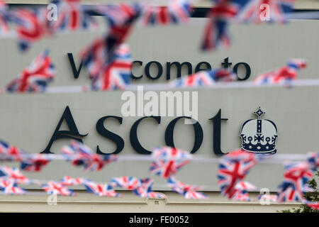 Ascot, Royaume-Uni, lettrage - Bienvenue à Ascot - Banque D'Images