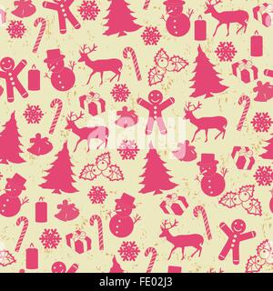 Modèle sans couture pour Noël sur vintage style avec des éléments de Noël, vector illustration Illustration de Vecteur